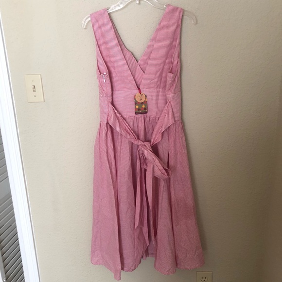 NWT DANCING DAYS Red/White Stripes 50z Dress - Picture 5 of 6